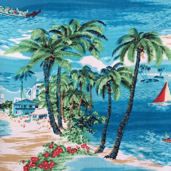 Modern Essentials Button Down Tropical Shirt 22W Blue Green Palm Short Sleeves - Picture 11 of 12